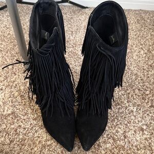 Sam Edelman Black Fringe Ankle Booties
